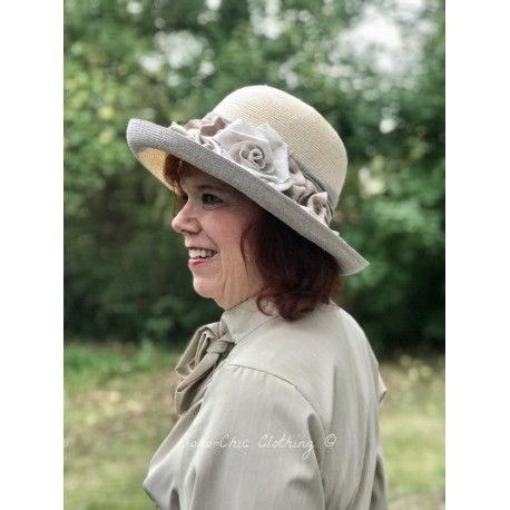 hat EULALIA in cream and grey hemp Grevi - 1