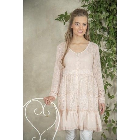 tunique Signe en coton et dentelle rose Jeanne d'Arc Living - 1