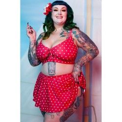 haut de maillot de bain Polka Dot rouge à pois blancs