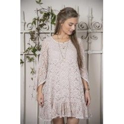 robe Fanny en coton et dentelle rose