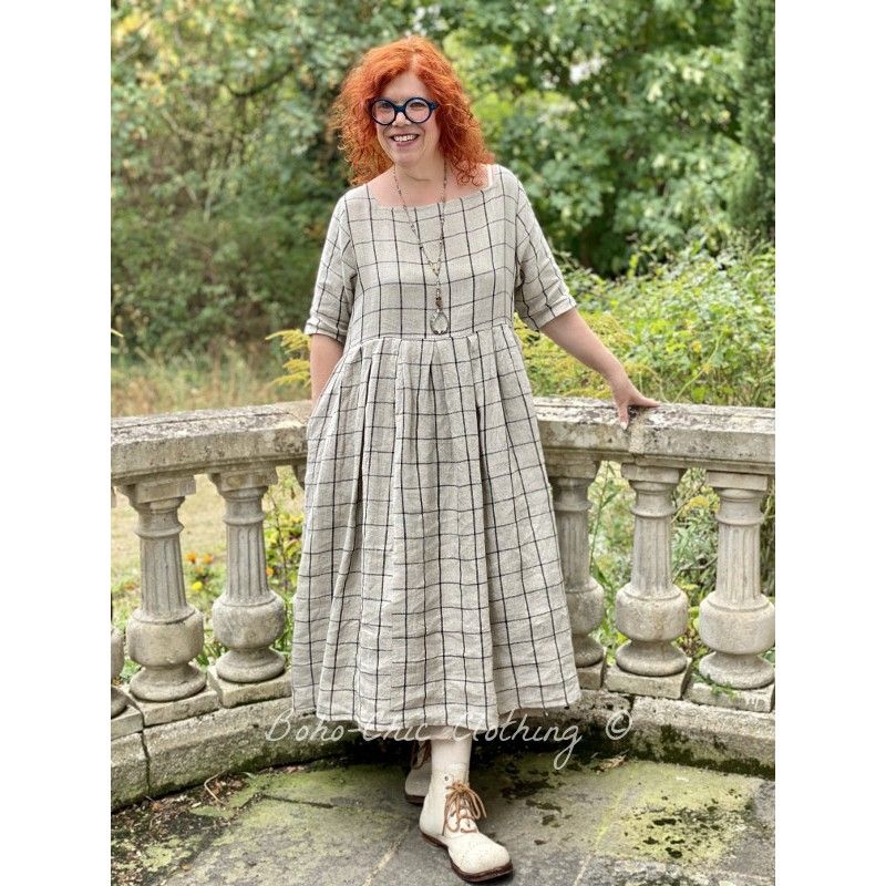 checked linen dress