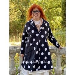 jacket SUZANNE black cotton poplin with large white dots Les Ours - 1