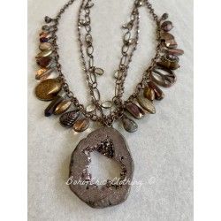 Necklace Large 4-strand charm in Plum Druzy DKM Jewelry - 2