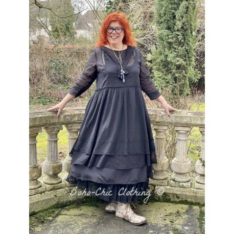 dress 55688 Vintage black organdie Ewa i Walla - 1