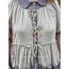 jacket dress FLORETTE floral and purple with small pink dots cotton voile Les Ours - 17