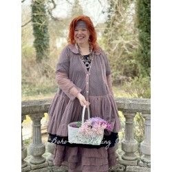 chemise longue MARIE tulle de coton prune à pois