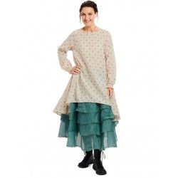 tunique 44790 voile de coton Crème à pois jade