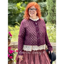 cardigan 44813 Aubergine knitted alpaca