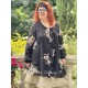 tunic CAMELIA black cotton voile with flowers Les Ours - 1