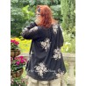 tunic CAMELIA black cotton voile with flowers Les Ours - 3