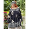 tunic BLANDINE black cotton voile with flowers and checks Les Ours - 6
