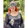 tunic BLANDINE black cotton voile with flowers and checks Les Ours - 7