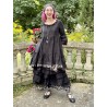dress LIBERTINE black linen and flounce in checked cotton voile Les Ours - 4
