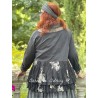 jacket MELISSA black poplin and black cotton voile with flowers ruffles Les Ours - 4