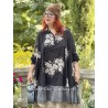 dress SIMONETTE black cotton voile with flowers and checks Les Ours - 10