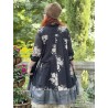 dress SIMONETTE black cotton voile with flowers and checks Les Ours - 11