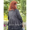 jacket MELISSA black poplin and black cotton voile with small white dots ruffles Les Ours - 2
