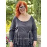 jacket MELISSA black poplin and black cotton voile with small white dots ruffles Les Ours - 1