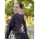 tunic CAMELIA black cotton voile with flowers Les Ours - 10