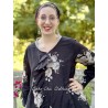tunic CAMELIA black cotton voile with flowers Les Ours - 8