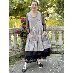 robe JULIA popeline taupe à fleurs Les Ours - 1