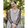 dress JULIA taupe poplin with flowers Les Ours - 5