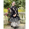dress SIMONETTE black cotton voile with flowers and checks Les Ours - 4