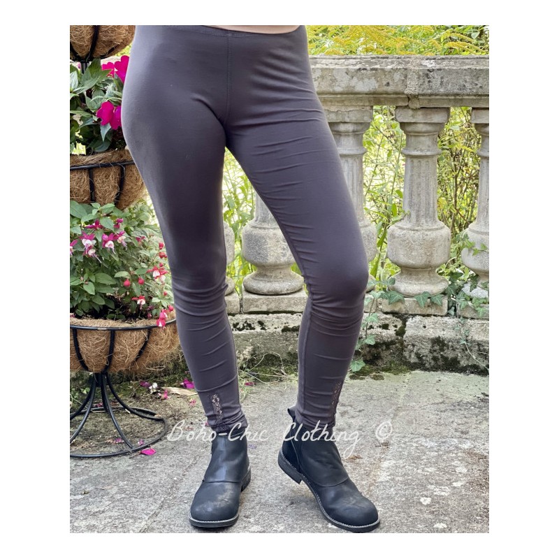 leggings 11367 Vintage black cotton - Boho-Chic Clothing