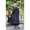 long jacket CAPUCINE black cotton voile with small white dots Les Ours - 13