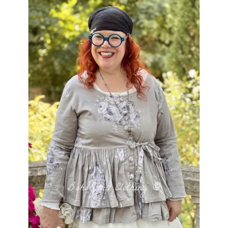 veste MELISSA popeline taupe à fleurs Les Ours - 1