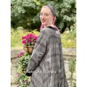 reversible coat LOUNA black velvet and checked cotton lining Les Ours - 4