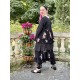 jacket MELISSA black poplin and black cotton voile with flowers ruffles Les Ours - 9