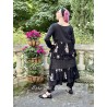 jacket MELISSA black poplin and black cotton voile with flowers ruffles Les Ours - 10