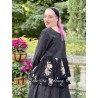 jacket MELISSA black poplin and black cotton voile with flowers ruffles Les Ours - 7