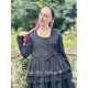 jacket MELISSA black poplin and black cotton voile with small white dots ruffles Les Ours - 8