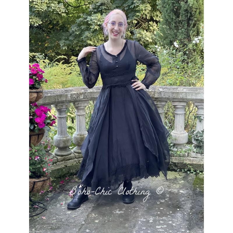 dress 55730 Vintage black organdie - Boho-Chic Clothing