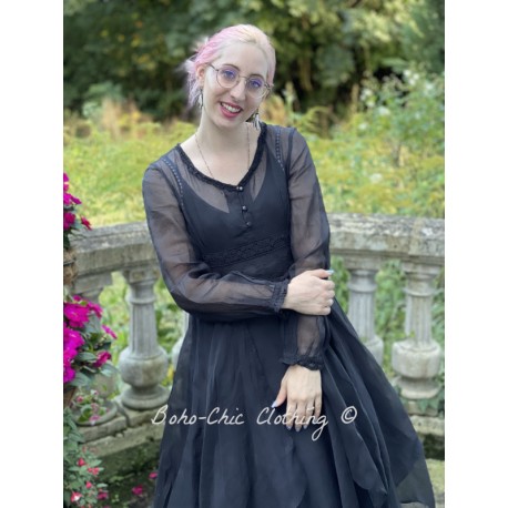 dress 55730 Vintage black organdie Ewa i Walla - 4