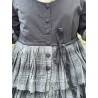 jacket MELISSA black poplin and checked cotton voile ruffles Les Ours - 6