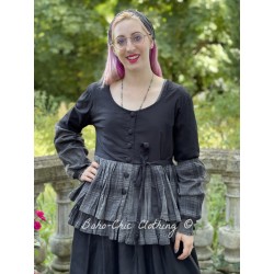 jacket MELISSA black poplin and checked cotton voile ruffles