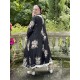 reversible coat LOUNA ecru velvet and black cotton with flowers lining Les Ours - 9