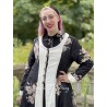 reversible coat LOUNA ecru velvet and black cotton with flowers lining Les Ours - 7
