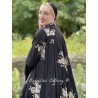 dress SIMONETTE black cotton voile with flowers and small white dots Les Ours - 10