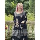 tunic BLANDINE black cotton voile with flowers and checks Les Ours - 2
