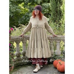 robe 55719 coton Beige à fines rayures