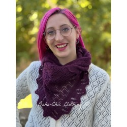 scarf 77523 Aubergine knitted alpaca