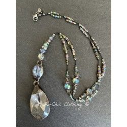 Necklace Crystal in Oval Teardrop