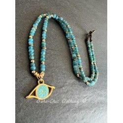 Necklace T-shirt Large Eye in Apatite