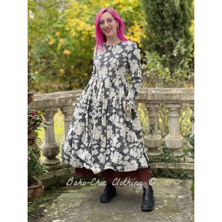 robe 55715 coton Noir à fleurs Ewa i Walla - 1