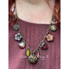 Collier Charm in Vintage Rhinestone Button DKM Jewelry - 1
