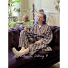 kimono 88129 lin Bleu imprimé carreaux Ewa i Walla - 5